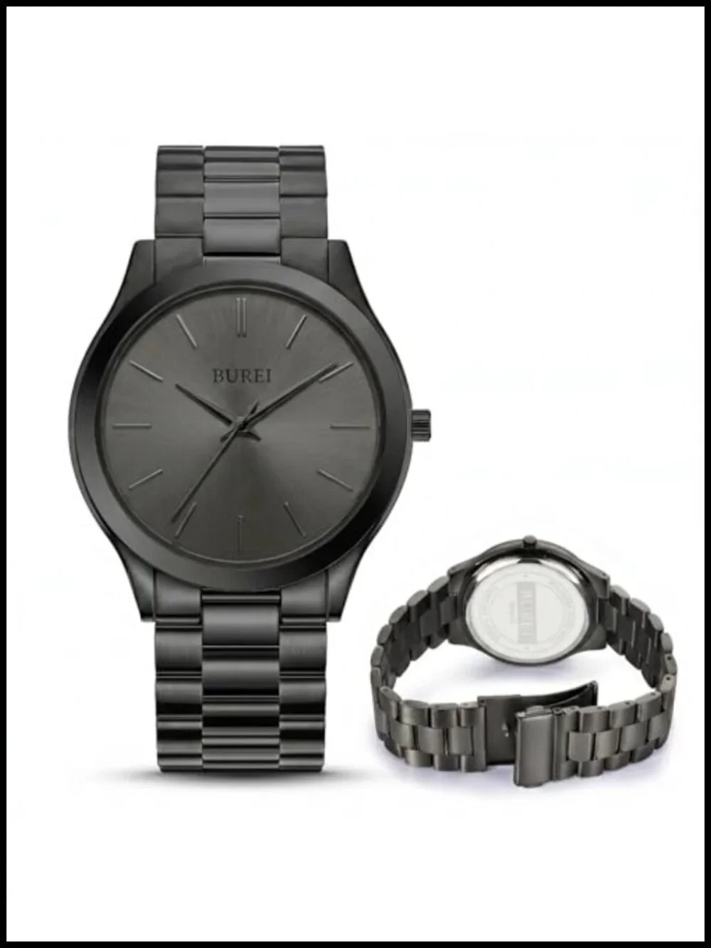 Men's Stainless Steel Analog Quartz Dress Watch 44mm Japanese Movement